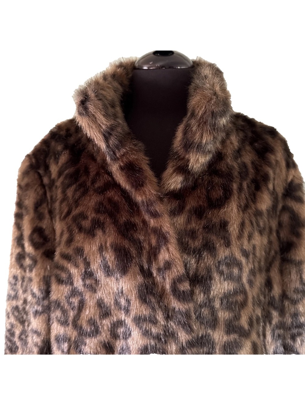 NWT Garnet Hill Velvet by Graham & Spencer Leopard Print Faux Fur Coat Size XL - Picture 3 of 12
